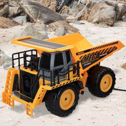 New Bright Mega Dump Truck Camión Eléctrico Amarillo