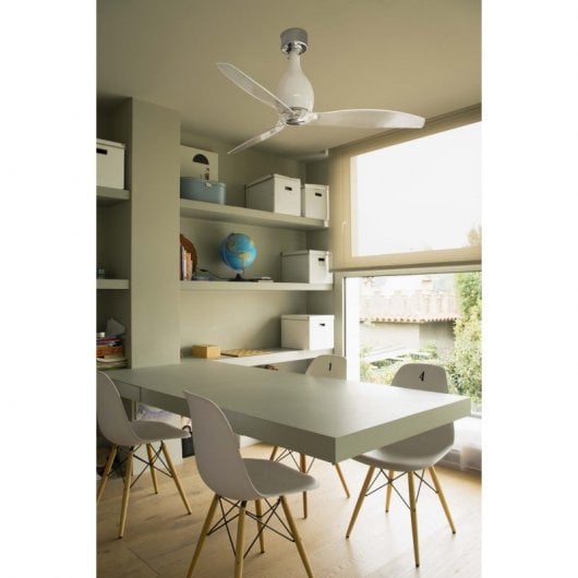 Faro Mini Eterfan Deckenventilator mit Fernbedienung 32W Hellweiß/Transparent