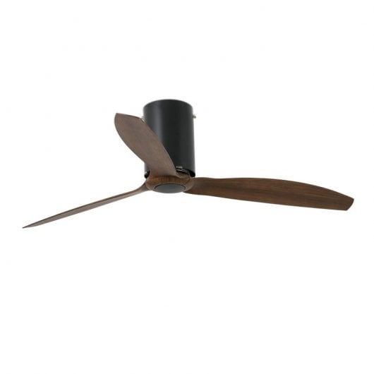Faro Mini Tube Fan Ventilateur de Plafond avec Commande 32W Noir Mat/Bois