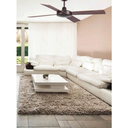 Faro Mallorca Ventilateur de Plafond avec Commande Pales Réversibles 59W Marron/Bois
