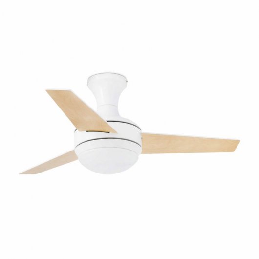 Faro Mini UFO Ventilador de Techo con Luz y Mando Aspas Reversibles 42W Blanco/Arce