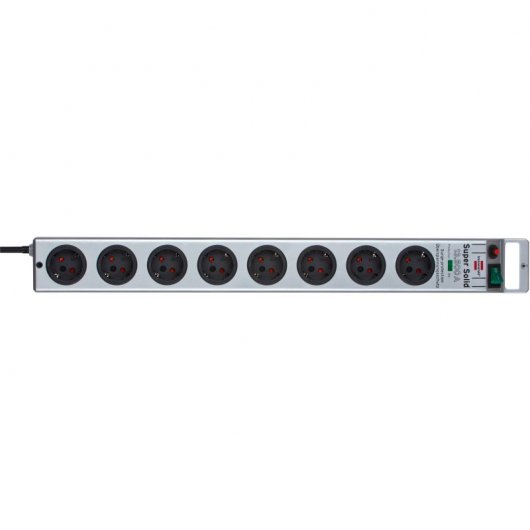 Brennenstuhl Super-Solid Regleta de 8 Enchufes con Protección contra Sobretensiones 2.5m Plata