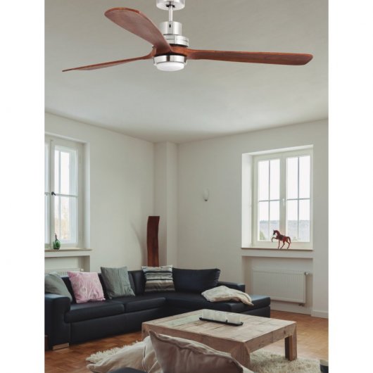Faro Lantau Ventilador de techo con Luz LED y Mando 49W Níquel Mate