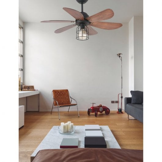 Ventilateur de plafond Faro Chicago avec lumière et télécommande 49 W Noir
