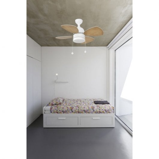 Faro Mediterráneo Ventilador de Techo con Luz Aspas Reversibles 46W Blanco/Arce