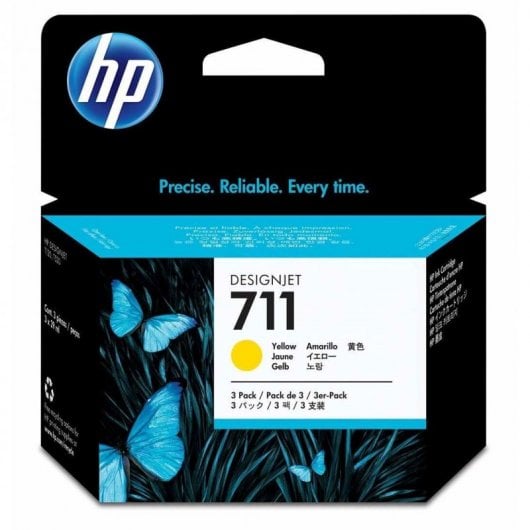 HP 711 Pack 3 Cartuchos de Tinta Original Amarillo