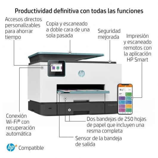 HP OfficeJet Pro 9025e Multifunción WiFi Negra + 6 Meses de Impresión Instant Ink con HP+