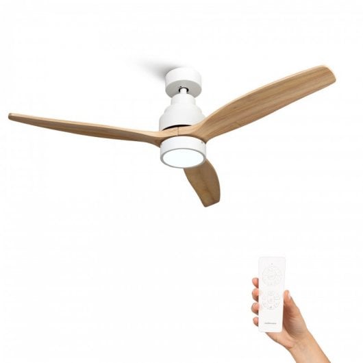 Mellerware Brizy Bright Ventilador de Techo con Luz y Mando 45W Madera Clara