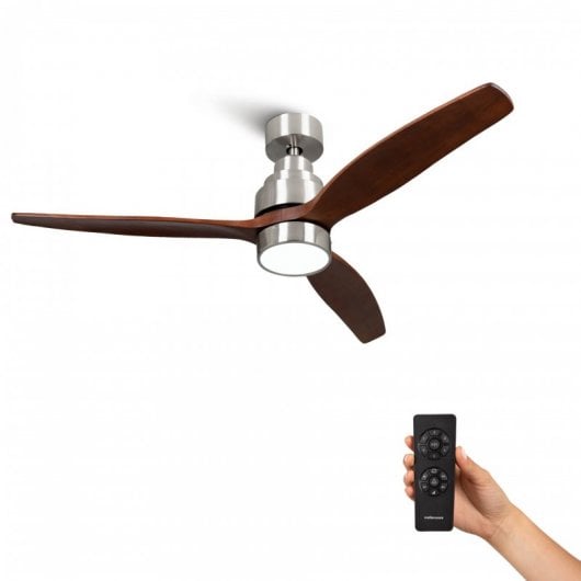 Mellerware Brizy Bright Ventilador de Techo con Luz y Mando 45W Madera Oscura