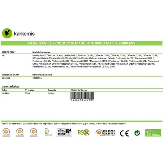 Karkemis Cartucho Tinta Compatible HP 350 XL Alta Capacidad Negro