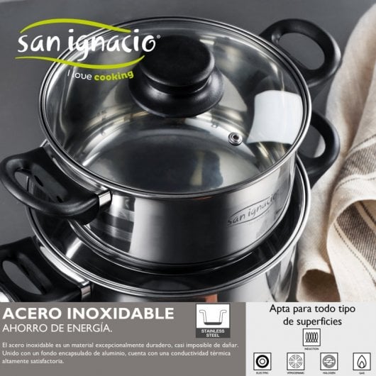 San Ignacio Toledo Batería de Cocina 8 Piezas + Optimum Plus Set de 3 Sartenes