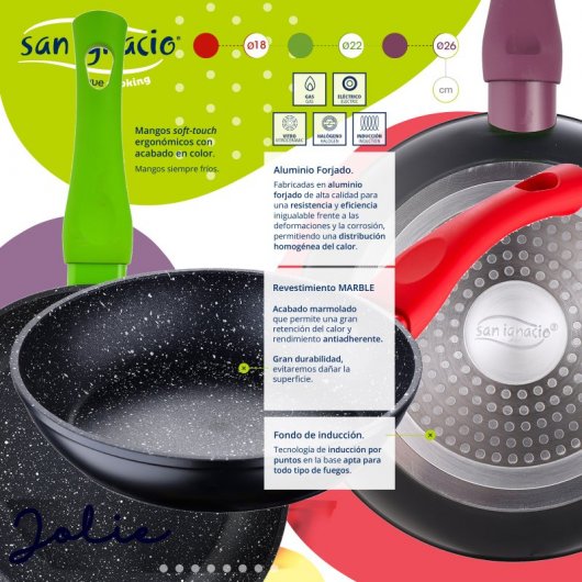 San Ignacio Toledo Batería de Cocina 8 Piezas + Jolie Set de 3 Sartenes