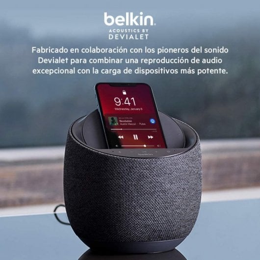 Belkin SoundForm Altavoz inteligente HiFi con Cargador Inalámbrico Negro
