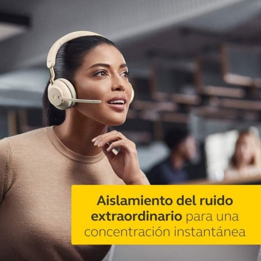 Jabra Evolve2 65 Headset Bluetooth com Soporte de Carregamento Bege