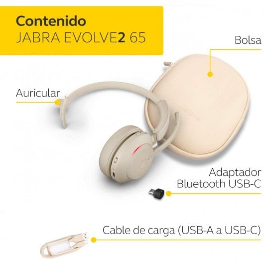 Jabra Evolve2 65 Headset Monoaural Bluetooth Bege
