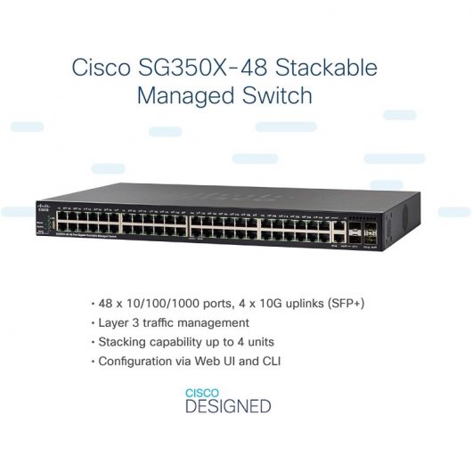 Cisco SG350X-48 Switch 48 Puertos Gigabit + 2 SFP+