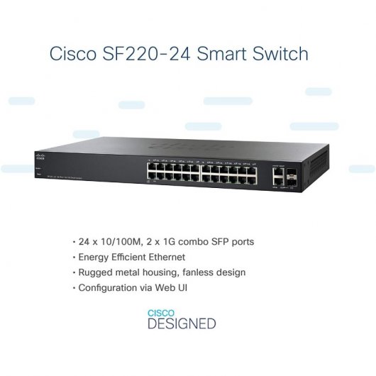 Cisco SF220-24 Switch 24 Puertos + 2 SFP