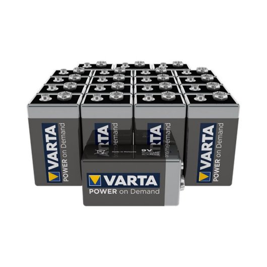 Varta Power On Demand 1 Pack de 20 Piles Alcalines 9V / E-Block / 6LR61