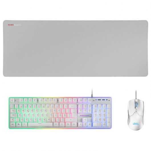 Mars Gaming MCPX Combo Gaming Teclado + Rato + Tapete XXL Branco (PT)