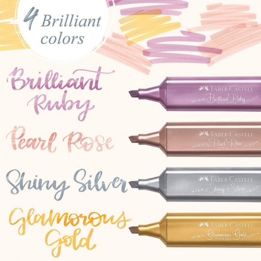 Faber Castell Textliner 46 Caja 4 Marcadores Metálicos Colores Surtidos