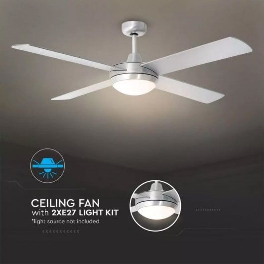 V-Tac 7917 Ventilador de Techo con Luz LED y Mando 60W Blanco