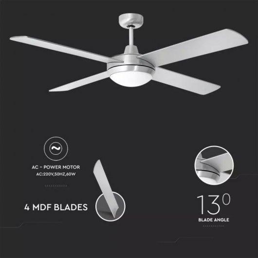 V-Tac 7917 Ventilador de Techo con Luz LED y Mando 60W Blanco