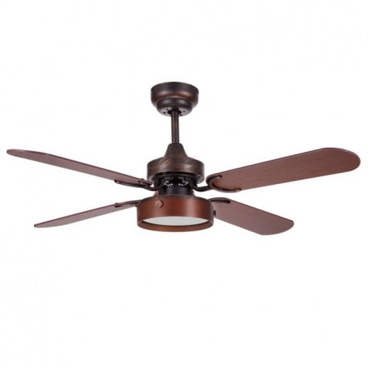 Fabrilamp Bornan Ventilador de Techo con Luz LED y Mando Aspas Reversibles 58W Nogal/Cerezo
