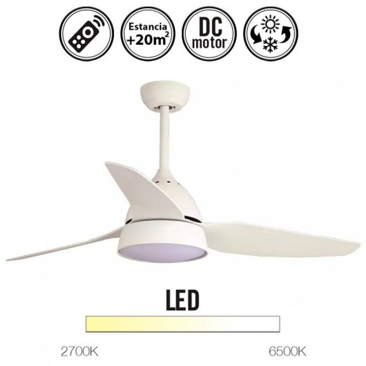 Mimax Brisa Ventilador de Techo con Luz LED y Mando 38W Blanco