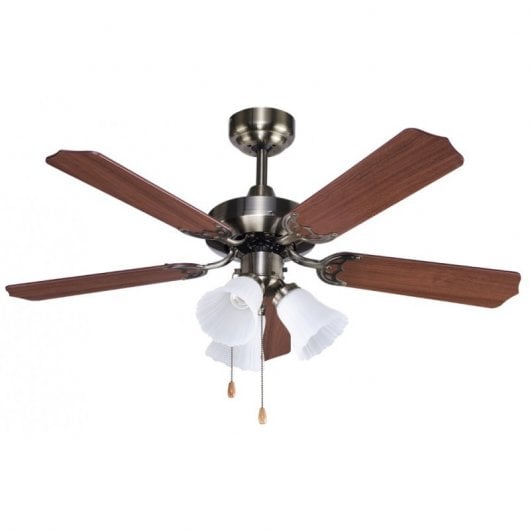 Fabrilamp Garbín Ventilador de Techo con Luz 52W Cerezo