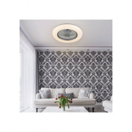 Fabrilamp Raki Ventilador de Techo con Luz LED y Mando 30W Plata