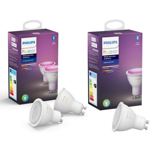 Philips Hue White and Color Ambiance Pack 2 Bombillas LED GU10 5.7W RGB + Ambiance Bombilla LED GU10 5.7W RGB