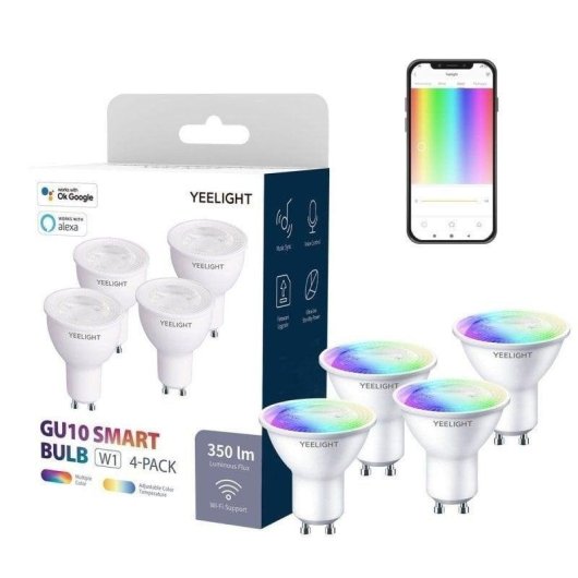 Lâmpada inteligente Yeelight W1 Pack 4 GU10 4.5W RGB Wi-Fi