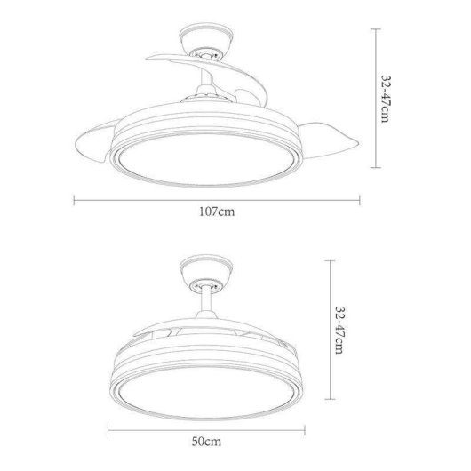 Fabrilamp Bayomo Ventilador de Techo con Luz y Mando 59W Blanco
