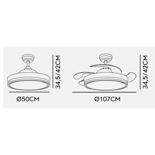 Fabrilamp Bayomo Ventilador de Teto com Luz e Comando 32W Branco