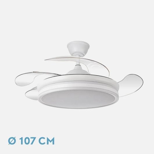 Fabrilamp Bayomo Ventilador de Teto com Luz e Comando 32W Branco