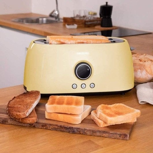 Toster Cecotec ClassicToast 15000 Yellow Extra Double Digitalanzeige 2 breite Schlitze 1500W