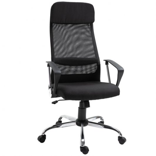 Vinsetto Silla de Oficina Giratoria con Altura Ajustable Negra