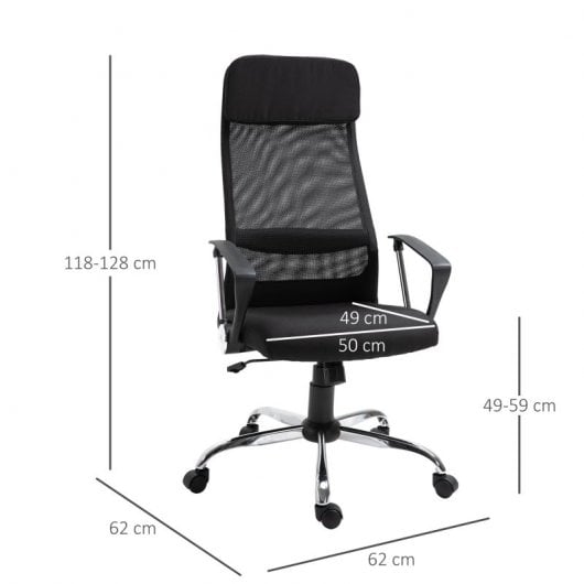 Vinsetto Silla de Oficina Giratoria con Altura Ajustable Negra