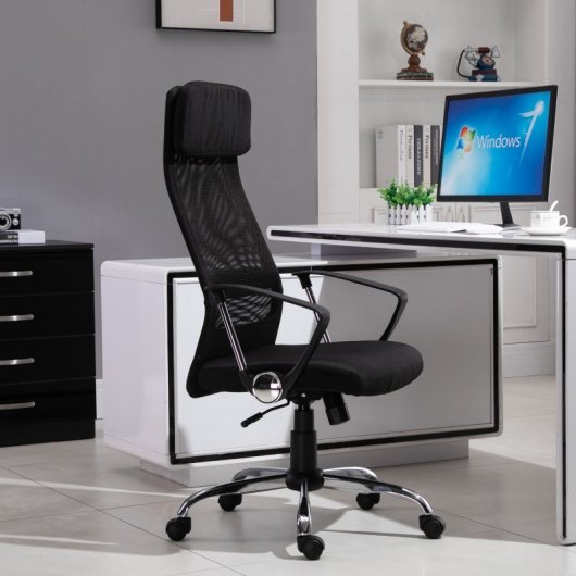 Vinsetto Silla de Oficina Giratoria con Altura Ajustable Negra