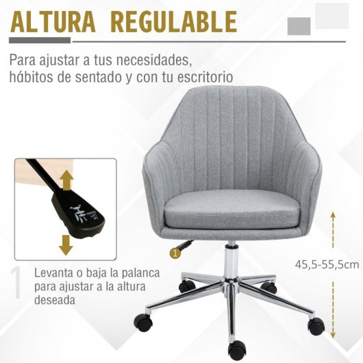 Vinsetto Silla de Oficina Giratoria Gris Claro