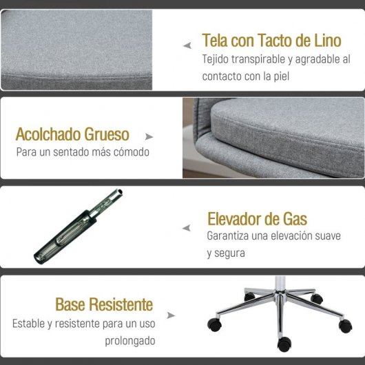 Vinsetto Silla de Oficina Giratoria Gris Claro