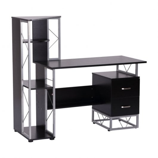 Homcom Mesa de Escritorio para PC 133x55x123cm Negro/Gris