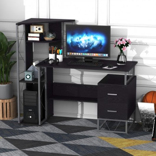 Homcom Mesa de Escritorio para PC 133x55x123cm Negro/Gris