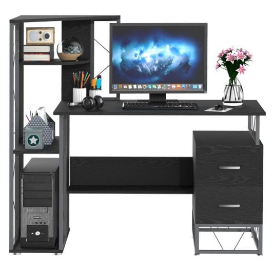 Homcom Mesa de Escritorio para PC 133x55x123cm Negro/Gris