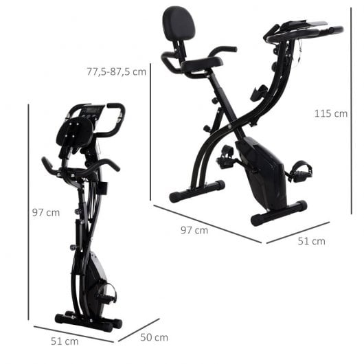 HomCom Bicicleta Estática Plegable 2 en 1 Negro