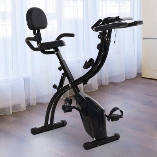 HomCom Bicicleta Estática Plegable 2 en 1 Negro