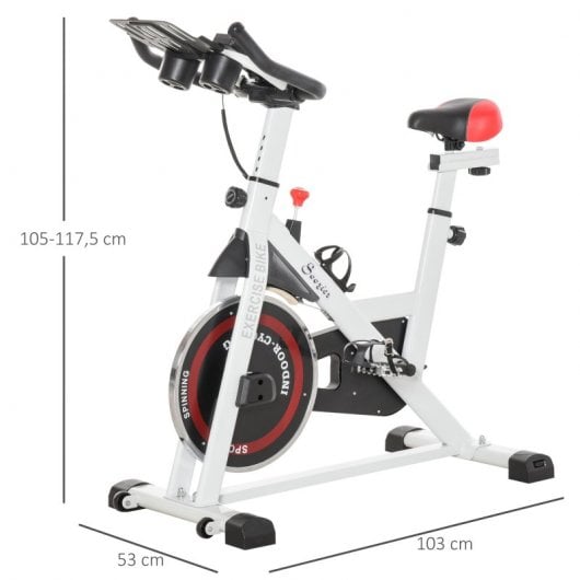 HomCom Bicicleta Estática Blanco/Rojo