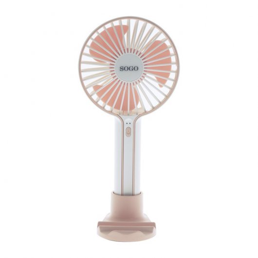 Sogo Mini Ventilador Recargable con Soporte para Smartphone 4W Rosa