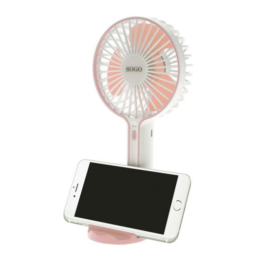 Sogo Mini Ventilador Recargable con Soporte para Smartphone 4W Rosa