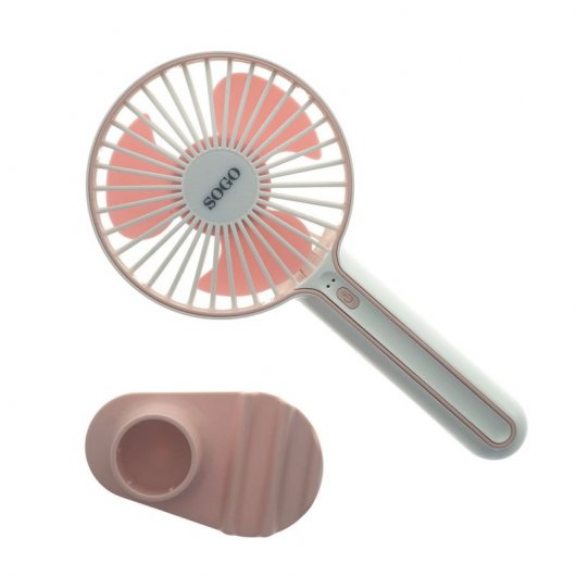 Sogo Mini Ventilador Recargable con Soporte para Smartphone 4W Rosa